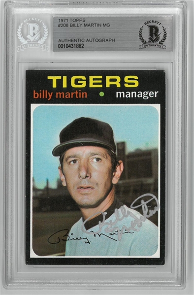 Billy Martin Autographed 71 Topps Card