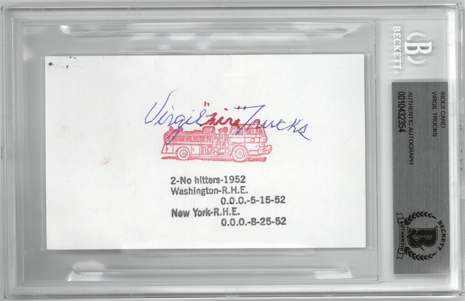 Virgil Trucks Autographed 3x5 Index Card