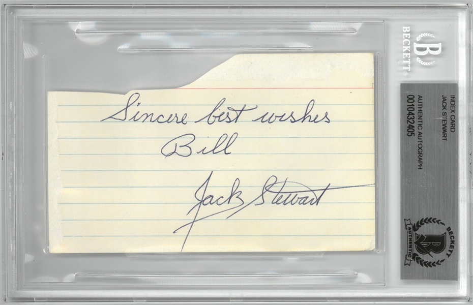 Black Jack Stewart Autographed 3x5 Index Card