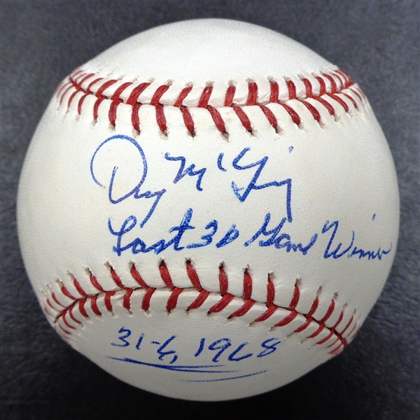 Denny McLain Autographed Baseball Inscribed "Last 30 Game Winner"