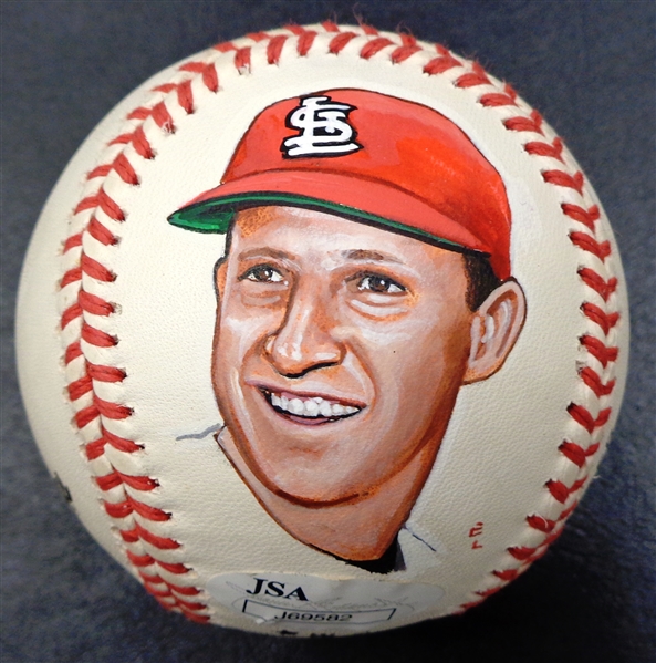 Stan Musial Autographed Hand Painted Baseball