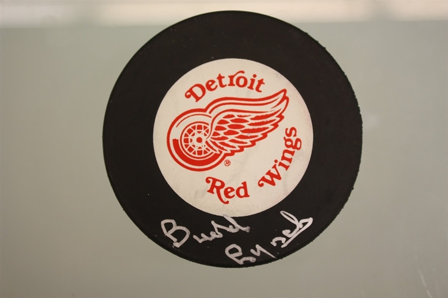 Budd Lynch Autographed Detroit Red Wings Puck