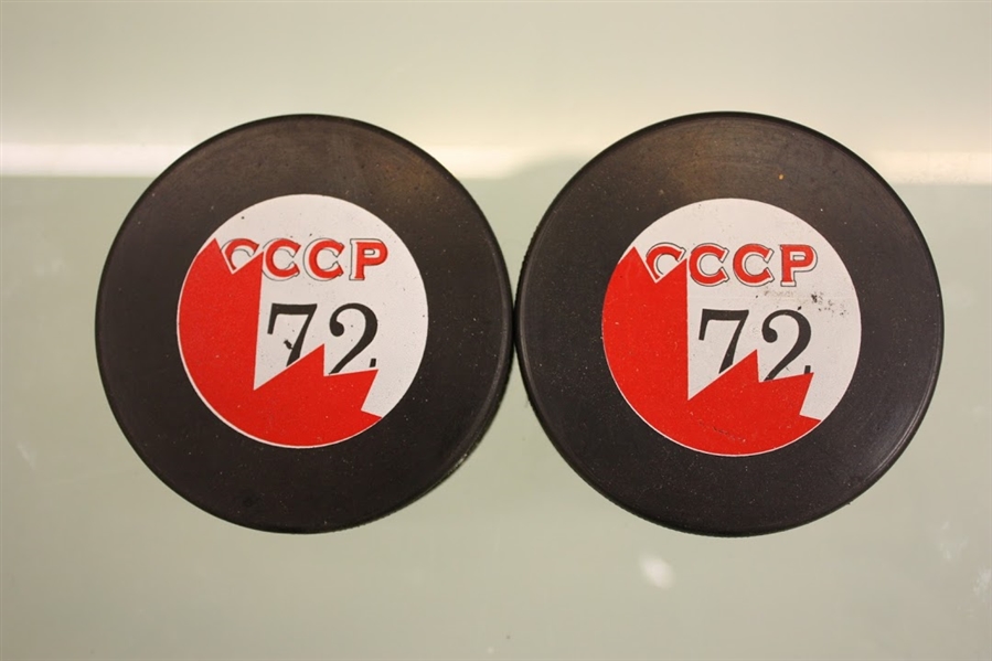 Russian CCCP 1972 Unsigned Puck Lot of 2