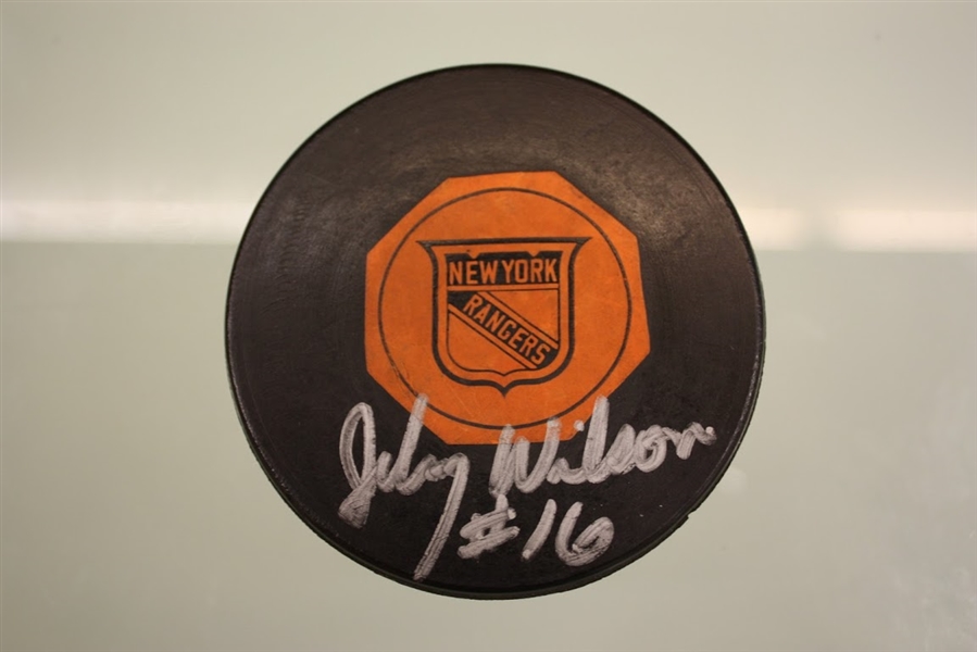 Johnny Wilson Autographed Vintage Rangers Game Puck