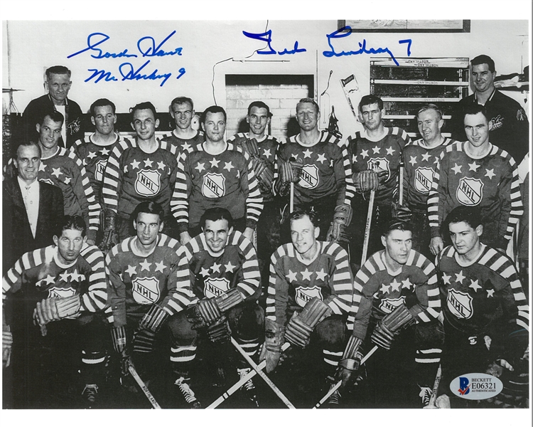 Gordie Howe & Ted Lindsay Autographed All Star 8x10 Photo