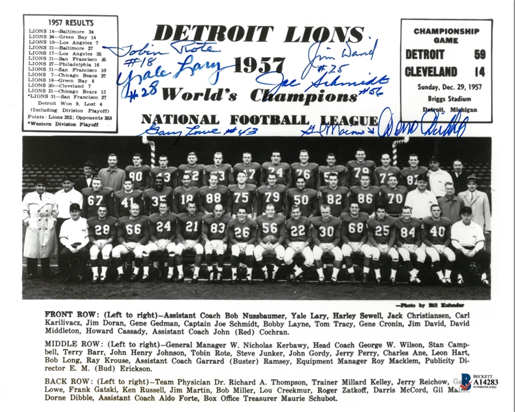 1957 Lions Autographed 8x10 Photo (7 Autos)