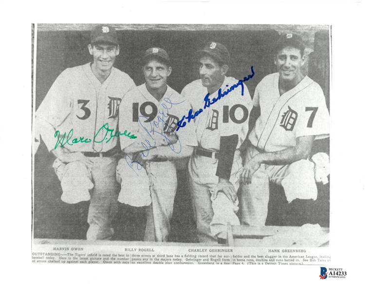 Gehringer, Rogell & Owen Autographed 8x10 Photo