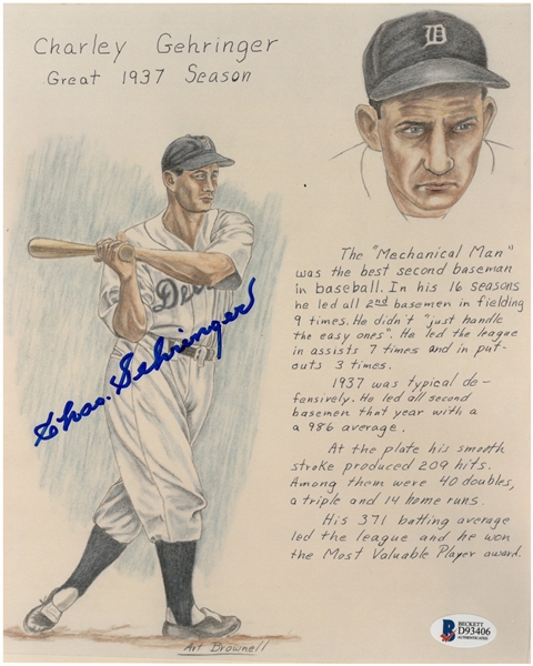 Charlie Gehringer Autographed 8x10 Photo (1937 Season)