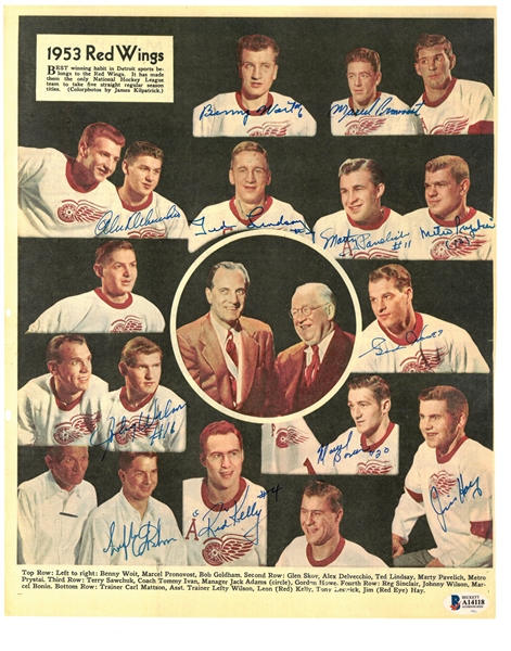 1953 Red Wings 11x14 Photo Signed by 12