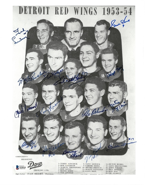 1953/54 Red Wings 11x14 Signed by 15
