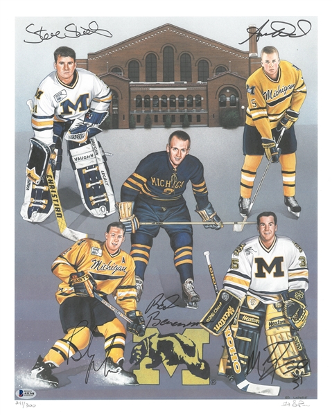 Michigan Hockey Greats Autographed 16x20 Lithograph