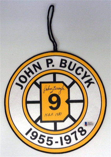 Johnny Bucyk Autographed Mini Retirement Banner
