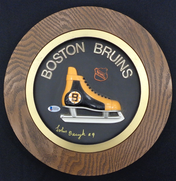 Johnny Bucyk Autographed Bruins Wall Hanging