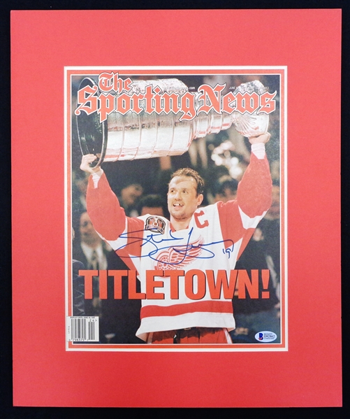 Steve Yzerman Autographed Matted Sporting News Cover