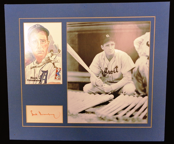 Hank Greenberg Autographed Matted Display Piece