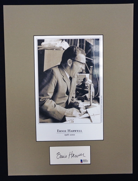 Ernie Harwell Autographed Matted Display 