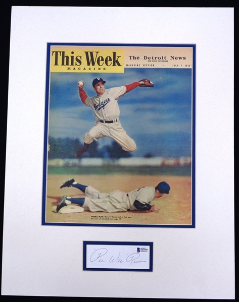 Pee Wee Reese Autographed Matted Detroit News Display