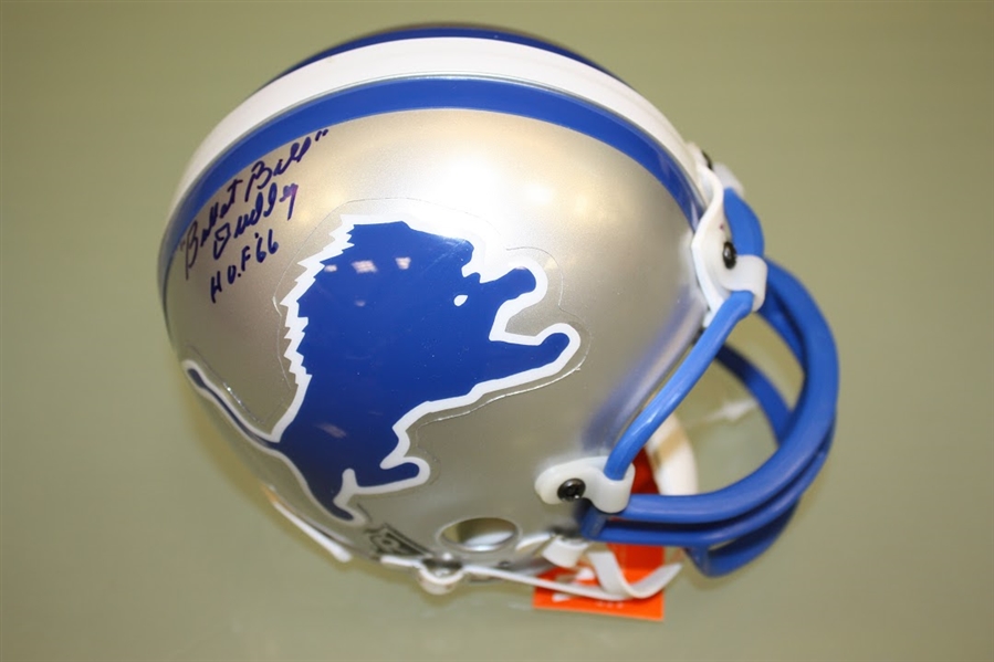 Bullet Bill Dudley Autographed Lions Mini Helmet Inscribed HOF 66