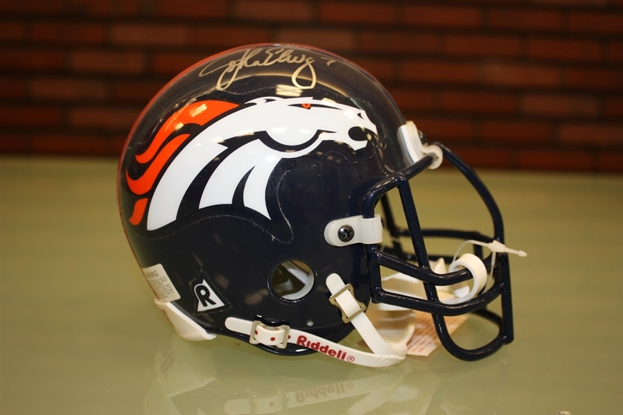 John Elway Autographed Broncos Mini Helmet