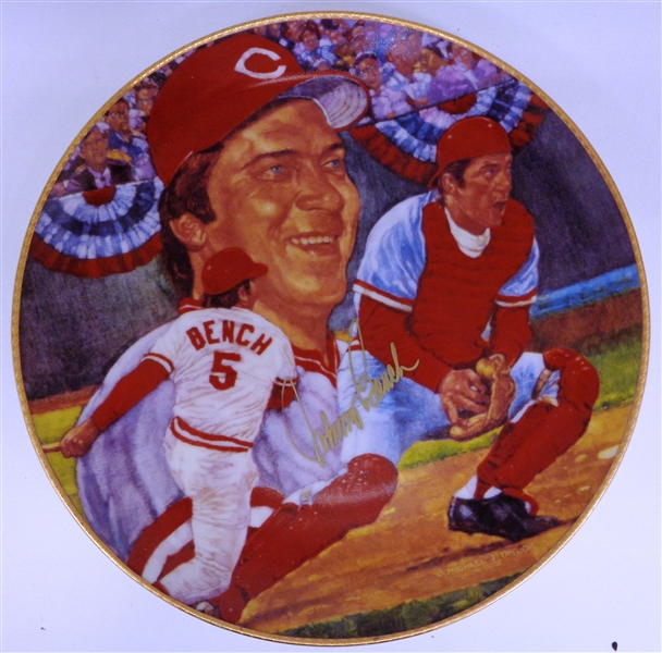 Johnny Bench Autographed 10" Plate