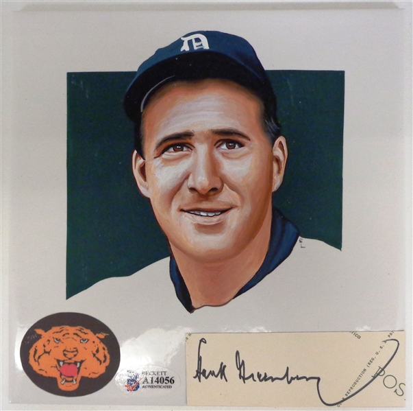 Hank Greenberg Autographed Hand Painted Tile