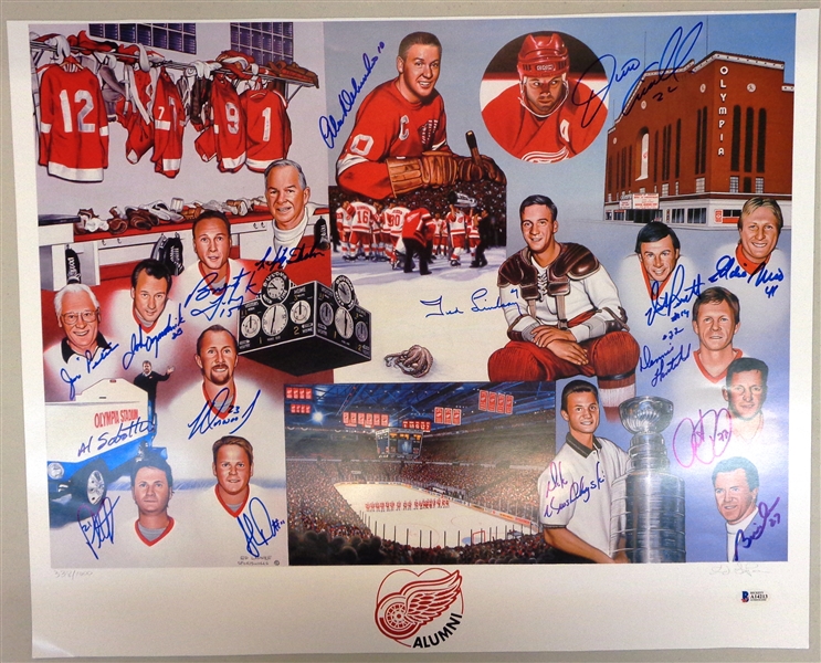 Detroit Red Wings Alumni Autographed Litho (17 autos)