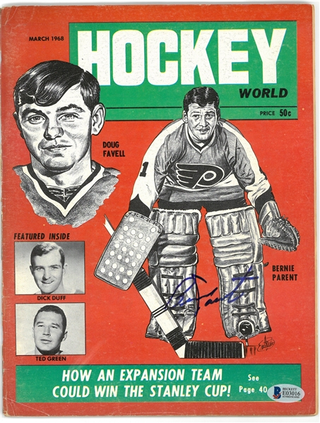 Bernie Parent Autographed 1968 Hockey World Magazine