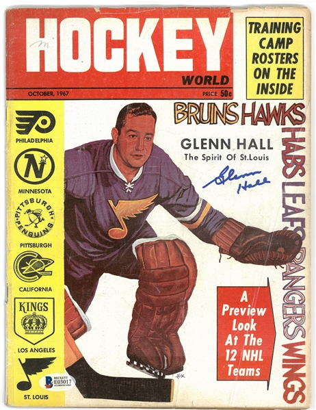 Glenn Hall Autographed 1967 Hockey World Magazine