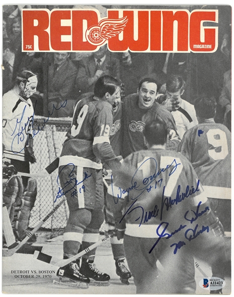 1970 Red Wings Program Signed by 5