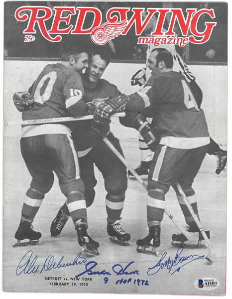 Howe, Delvecchio & Baun Signed 1970 Wings Program
