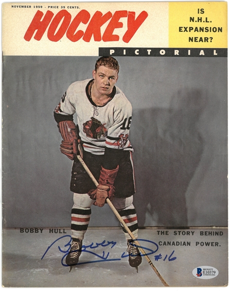 Bobby Hull Autographed 1959 Hockey Pictorial Magazine