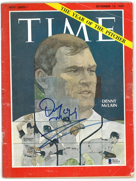 Denny McLain Autographed 1968 Time Magazine
