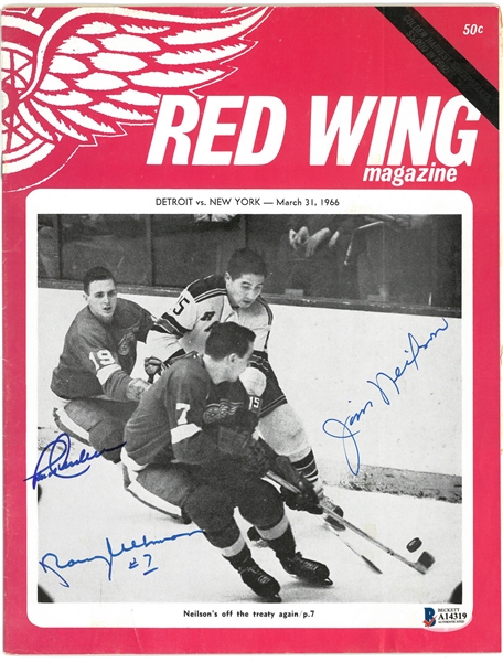 Henderson, Nielson & Ullman Autographed 1966 Red Wings Program