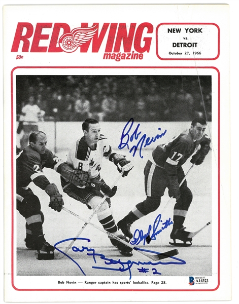Bergman, Nevin & Smith Autographed 1966 Red Wings Program