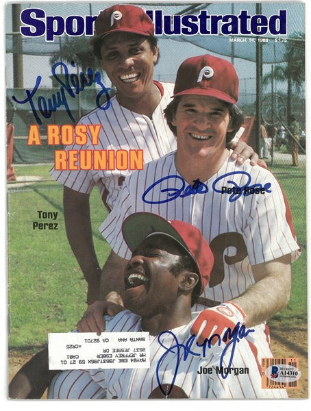 Rose, Perez & Morgan Autographed 1983 Sports Illustrated