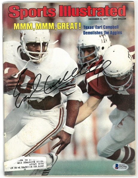 Earl Campbell Autographed 1977 Sports Illustrated