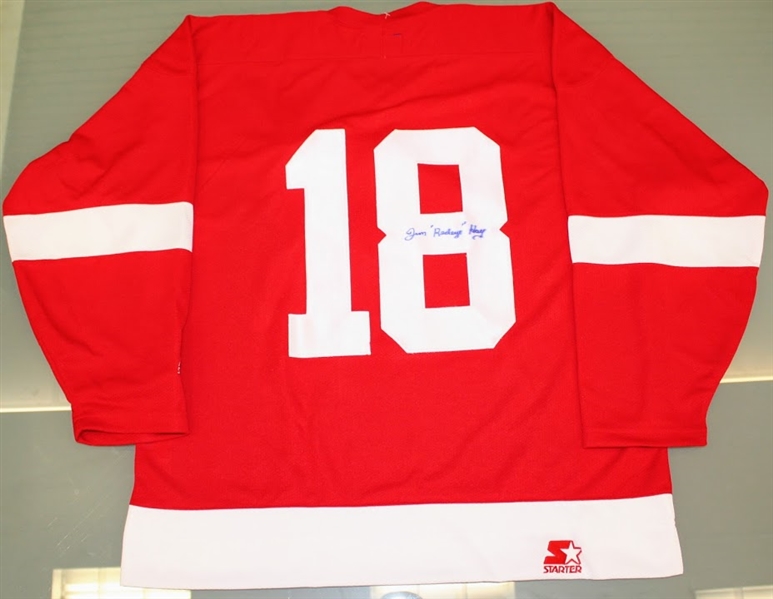 Jim "Redeye" Hay Autographed Red Wings Jersey