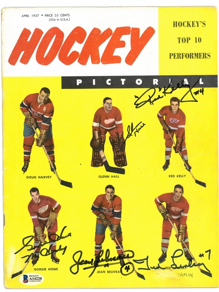 Hockey Pictorial Signed by 5 Hall of Famers