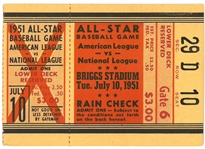 1951 Baseball All Star Game Ticket Briggs Stadium