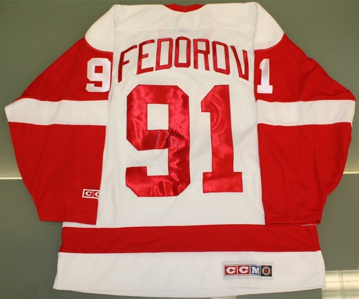 Sergei Fedorov Autographed Red Wings Jersey