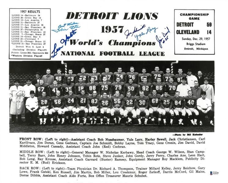 1957 Detroit Lions 16x20 Signed by 5