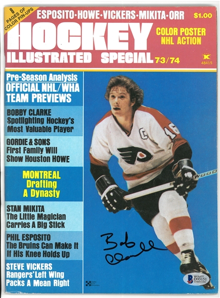 Bobby Clarke Autographed 1973/74 Hockey Illustrated Magazine