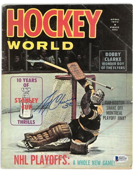 Gerry Cheevers Autographed 1972 Hockey World Magazine