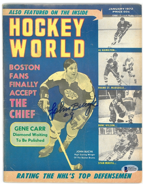 Johnny Bucyk Autographed 1972 Hockey World Magazine