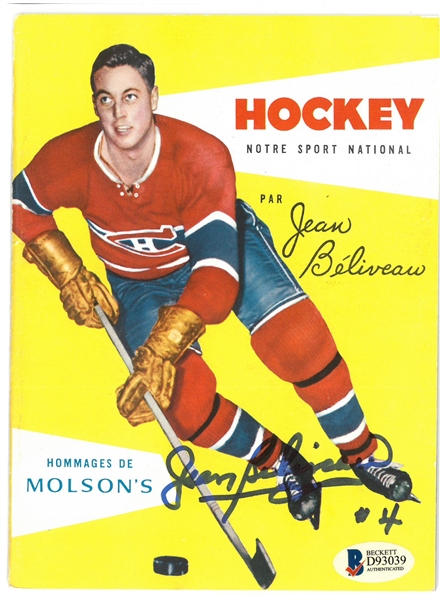 Jean Beliveau Autographed Molson Hockey Manual