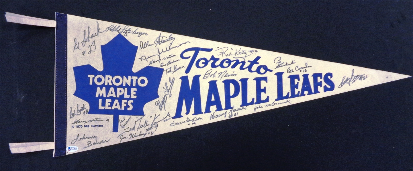 Toronto Maple Leafs Vintage Pennant Signed by 22 Greats