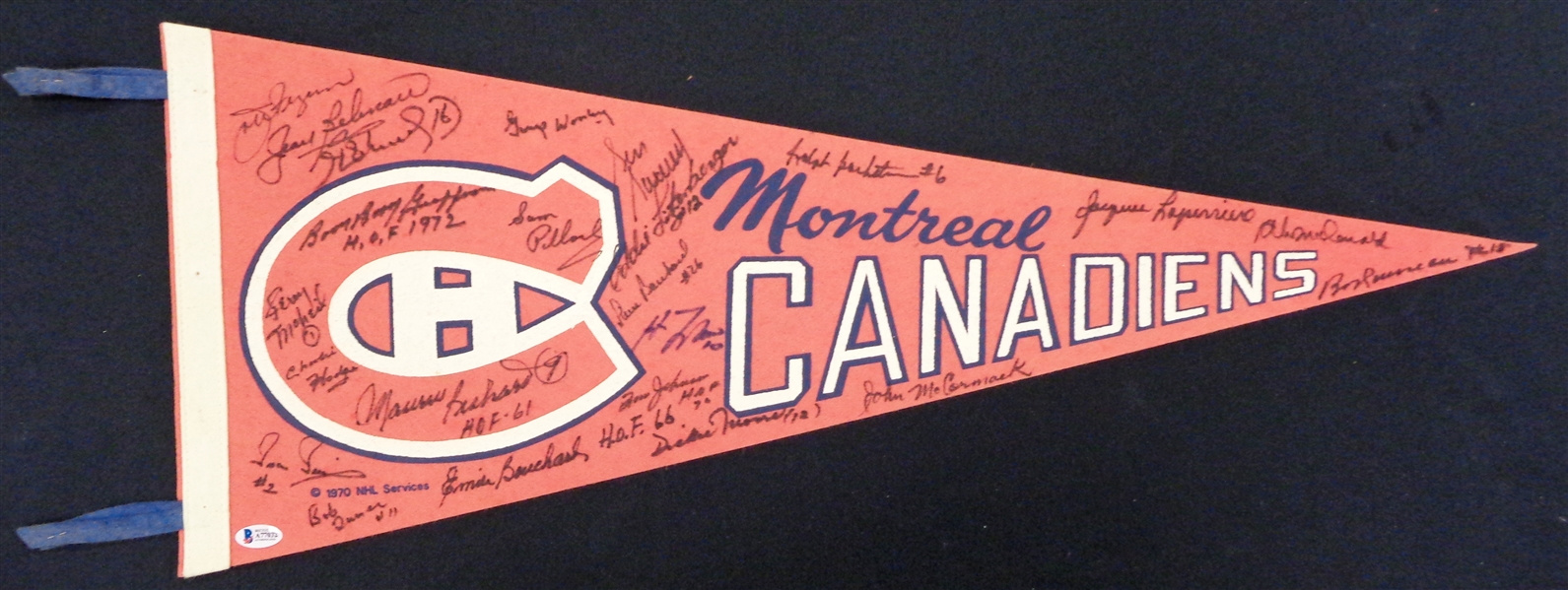 Montreal Canadiens Vintage Pennant Signed by 24 Greats