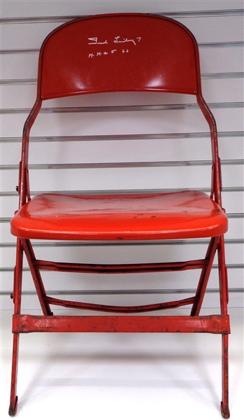 Joe Louis Arena Folding Chair Autographed by Ted Lindsay