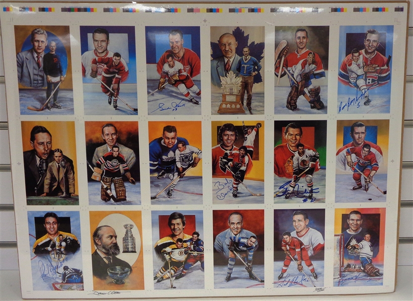Legends of Hockey Uncut Sheet Signed by 7