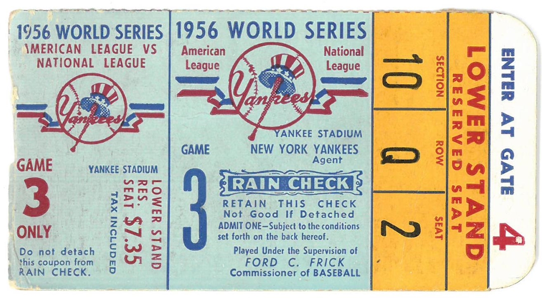 1956 World Series Game 2 Ticket - Yankees vs Dodgers3